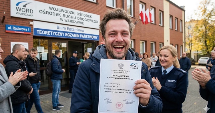 Отриманому сертифікату радів як сам майбутній водій, так і працівники екзаменаційного центру. Фото: The Warsaw.