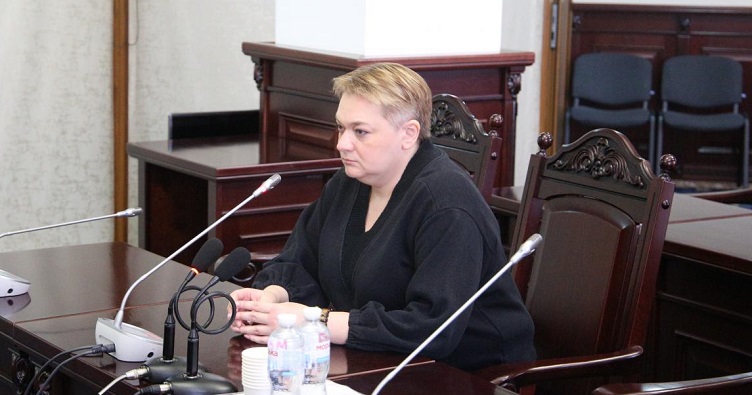 Людмила Макаренко під час засідання колегії Вищої кваліфікаційної комісії суддів у лютому 2024 року.