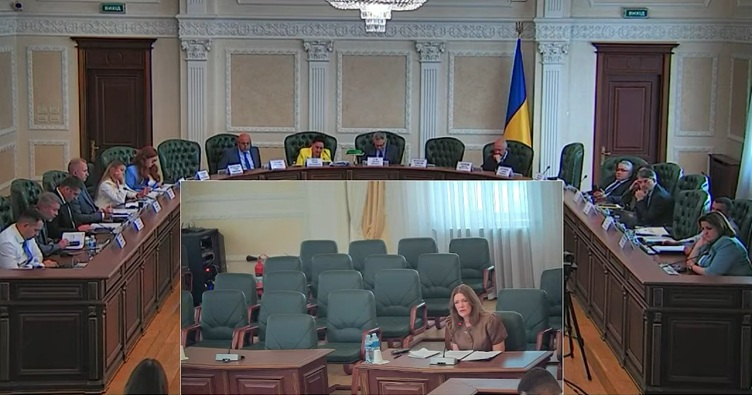 До Віолетти Мишкіної було чи не найбільше запитань, адже вона єдина, хто наразі працює в ДСАУ. Скрин із відео засідання.